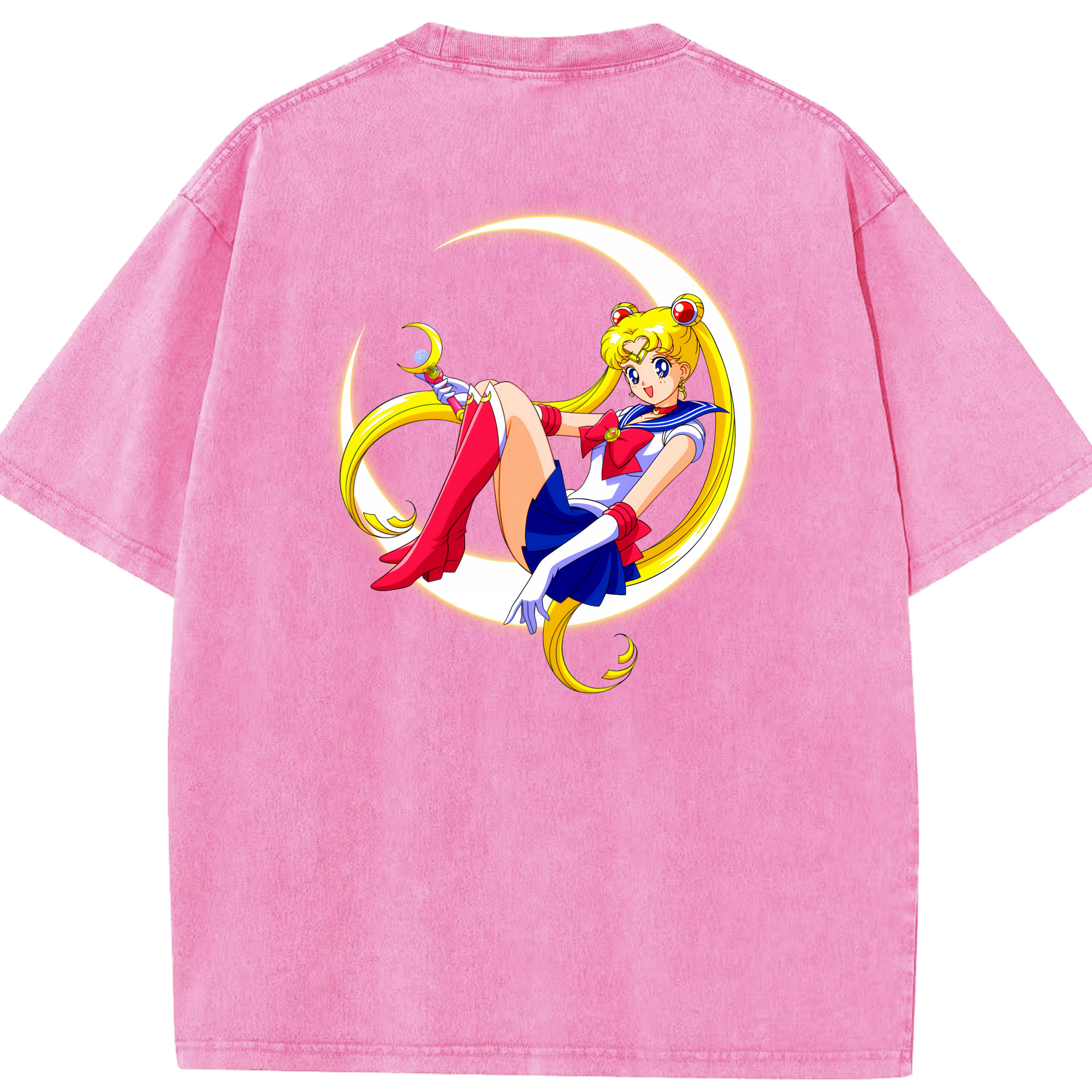 （画像用） 美少女戦士セーラームーン 月野 うさぎ つきの うさぎ Sailor Moon Tsukino Usagi 綿100% ヴィンテージ風 半袖Tシャツ（背面プリント）
